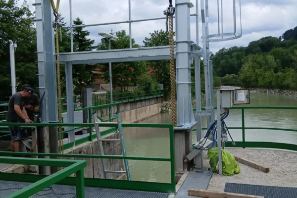 Stahlbau über dem Grundablass im Kraftwerk Merkenstetten